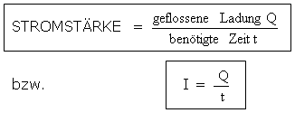 Formel der Stromstärke